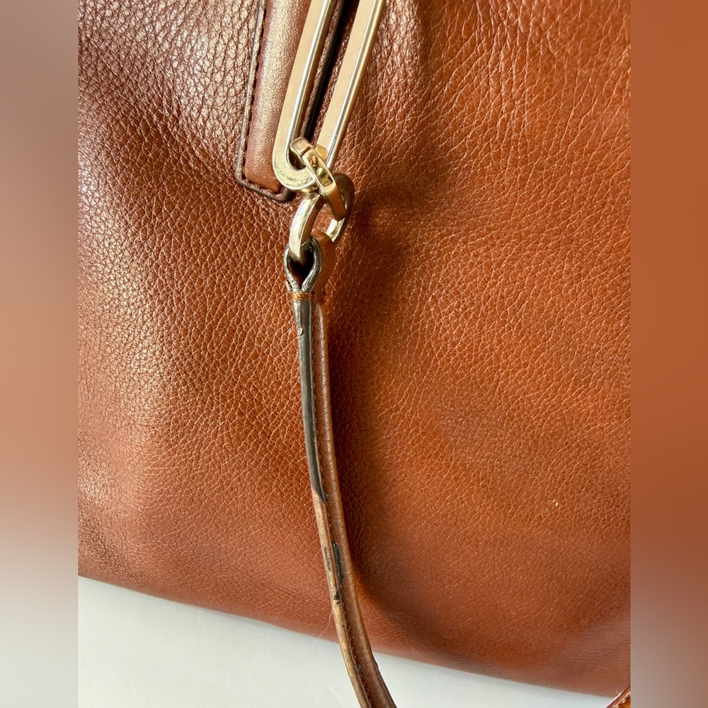 Coach Madison Leather East West Tote Brown Pebbled Leather Bag Red Interior - Picture 7 of 15